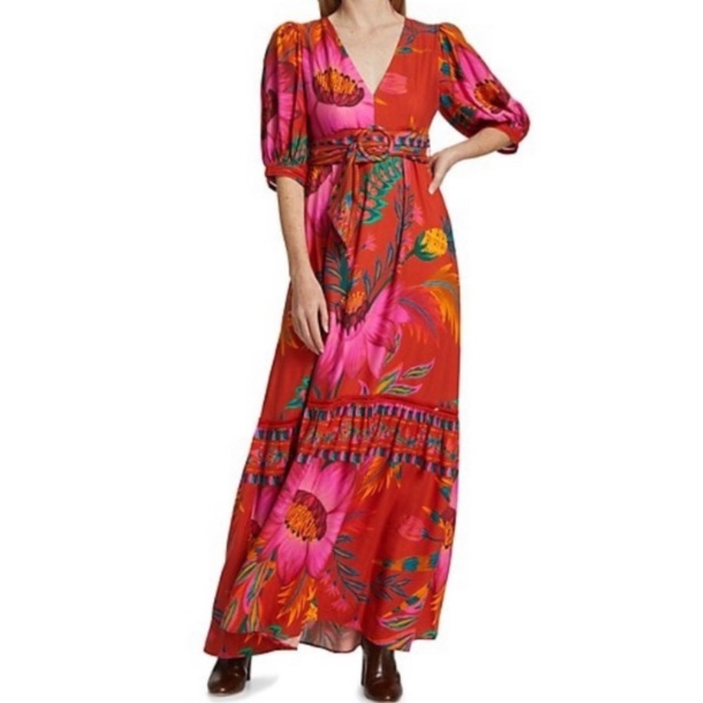 FARM Rio Vibrant Floral Maxi Dress - Red and Pink - Picture 3 of 14